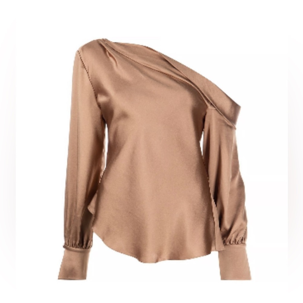 NWT Jonathan Simkhai Alice One Shoulder Silk Top